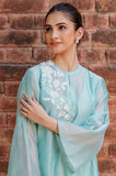 AQUA COTTON EMBROIDERED HIGH LOW TUNIC & SLIP (WH-02)