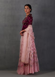 OLD ROSE SILK ORGANZA PRINTED LEHENGA SET ( FB-14 )