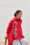 POPPY FLOWER HAND PAINTED LOOSE COTTON DRESS (BFW-10)