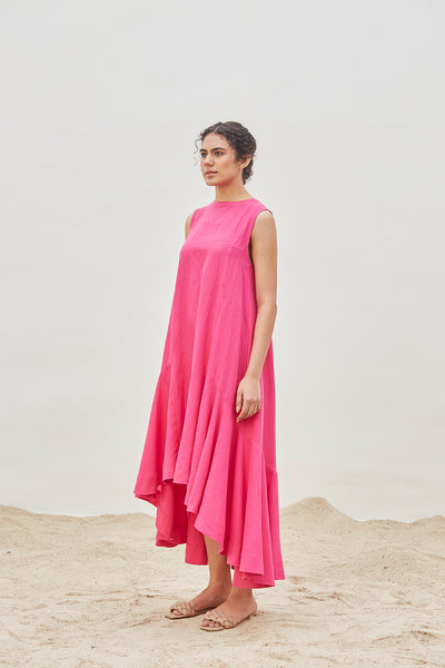 FUCHSIA LINEN DRESS (BFW-07A)