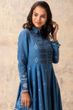 ICE BLUE LAYERED COTTON JAAMDANI  DRESS (JD-02)