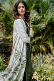 Living Green Lavender Printed Cape Paired With Military Green Embroidered Tunic (HB-13A)