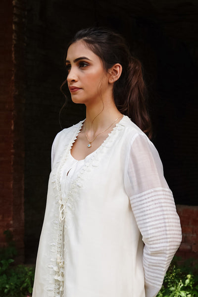 IVORY SILK CHANDERI EMBROIDERED JACKET & PALAZZO (WH-05)
