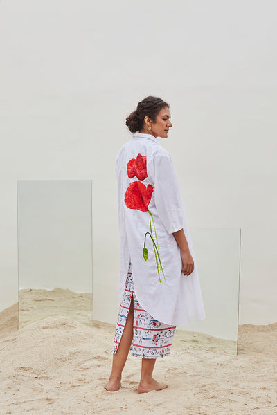 PRINTED WHITE COTTON JACKET (BFW-19)