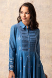 ICE BLUE LAYERED COTTON JAAMDANI  DRESS (JD-02)