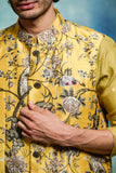 Mehndi Green Gold Zari Buti Weaved Chanderi Kurta Set (MKR-03)