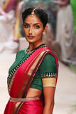 Red modal satin saree set (DMT-10)