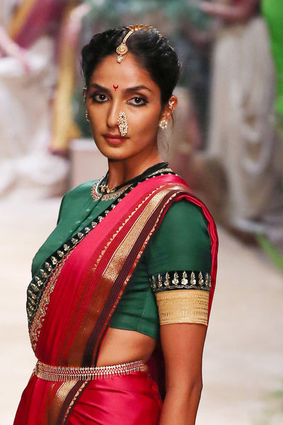 Red modal satin saree set (DMT-10)