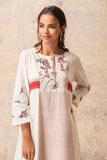 IVORY HANDLOOM COTTON FLORAL ABSTRACT FACE EMBROIDERED KURTA (F-06)