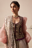Ruby embroidered jacket and gold and silver lehenga set (E-25/TL-103)