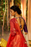Laxmi-M toosh silk dupion and orange bandhani floral embroidered lehenga set ( FB-19 )