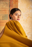 Yellow woollen Pashmina zardozi embroidered dushala ( DUS-72 )