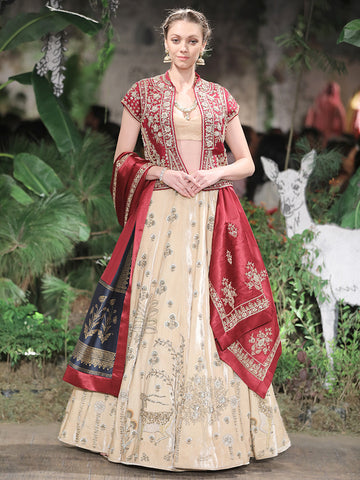 MARBLE VELVET EMBROIDERED LEHENGA SET (SK-33)