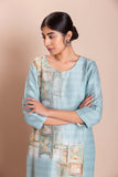 Aqua mughal jaali printed kurta ( MK-05 )