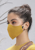 Mustard Cotton Mask with checks (M-02)