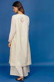 Embroidered Front Placket Kurta With Palazzo. Ivory