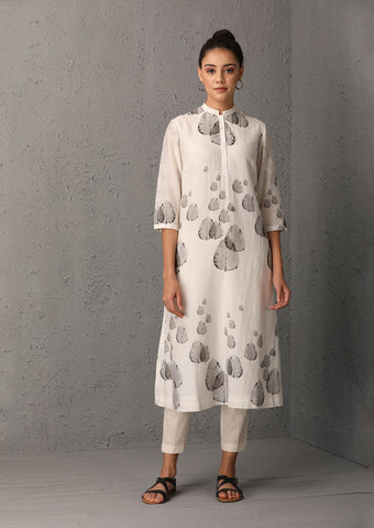 Ivory Tunic with leaf Print (PNK-05B) JUST ADDED