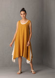 Mustard yellow sleeveless dress with ivory asymetric inner (SWF-56) JUST ADDED