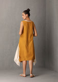 Mustard yellow sleeveless dress with ivory asymetric inner (SWF-56) JUST ADDED