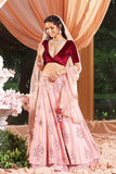 Delicate Embroidered Old Rose Lehanga Set (SK-30)