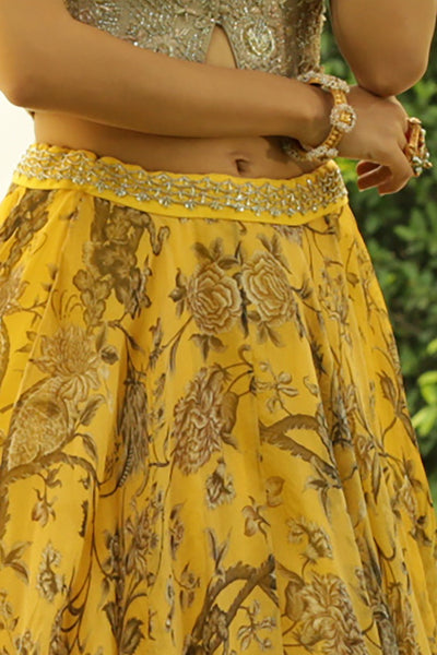 Elegant Toosh Embroidered Blouse & Bird Printed Skirt (JP-27 /JP-43)