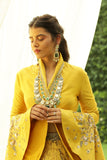 Shawl Collar Embroidered Yellow Blouse with Bird Nest Printed Skirt (JP-30A/JP-29)
