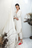 IVORY FRONT OPEN SHIRT DRESS WITH DELICATE THREAD EMBROIDERY ( ALFZ- 07)