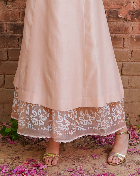 PINK SILK CHANDERI EMBROIDERED KURTA & PALAZZO (WH-06)
