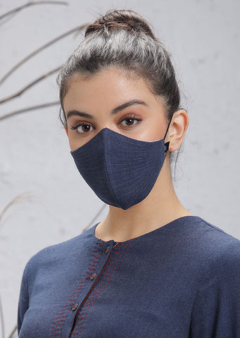 Blue Woolen Mask with stripes (M-09)